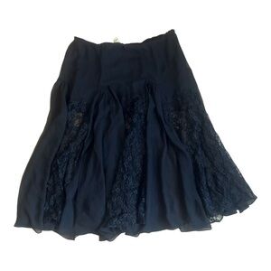 Odille Black Lace Pleated Dark Romantic Whimsigoth Skirt Size 8 RD1